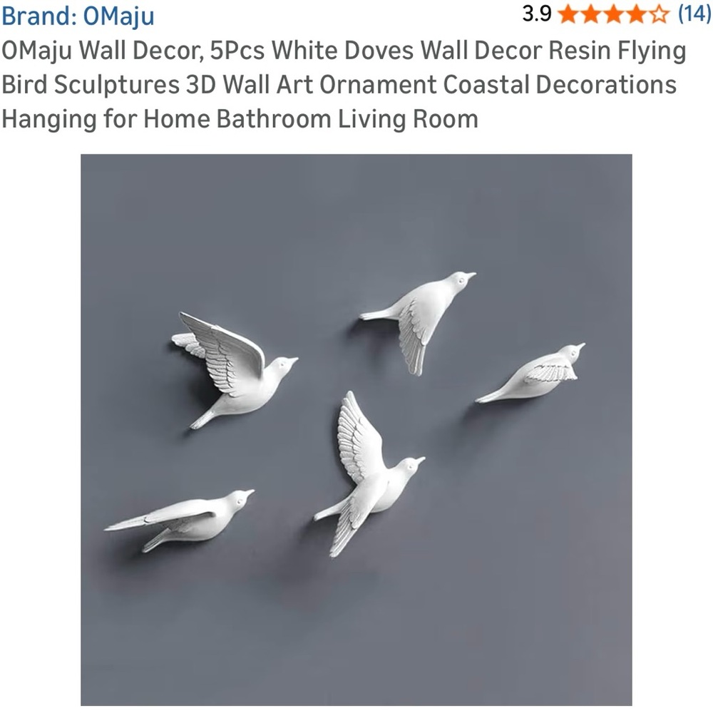 White Dove Wall Decor - Set of 5